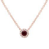 0.04ct Diamond & 0.14ct Red Garnet 14k Rose Gold Diamond Pendant